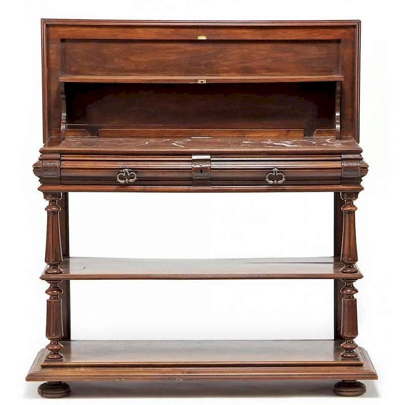 Appraisal: Continental Renaissance Revival Marble Top Server circa walnut oak secondary