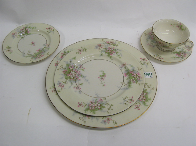 Appraisal: THEODORE HAVILAND NEW YORK FINE CHINA SET pieces Apple Blossom