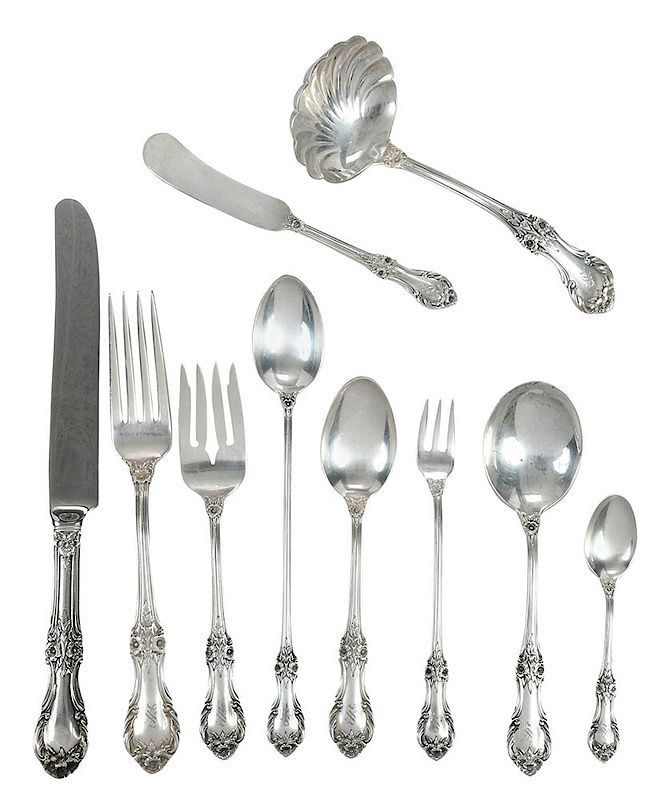 Appraisal: Wild Rose Sterling Flatware Pieces American th century including twelve