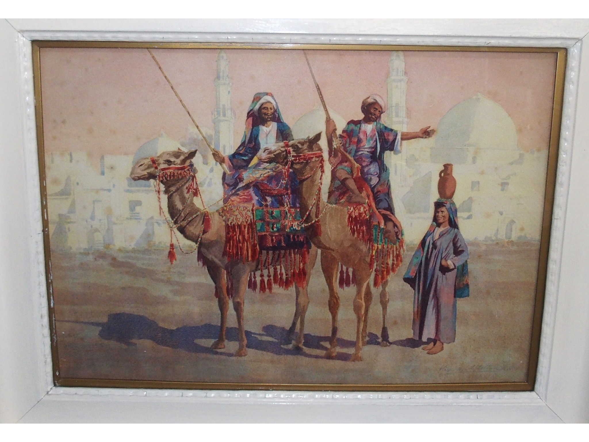 Appraisal: ALEXANDER M McLELLAN Figures on camels North Africa signed watercolour