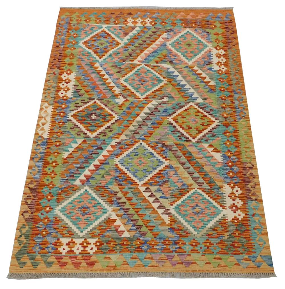 Appraisal: RUG Turkish Kilim ' x ' handmade wool wear consistent