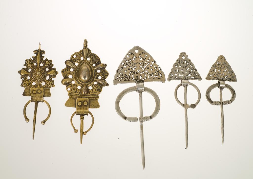 Appraisal: GROUP OF FIVE th th CENTURY SCOTTISH KILT PINS two