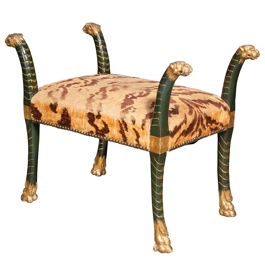 Appraisal: Continental Painted and Parcel Gilt Stool First quarter of the