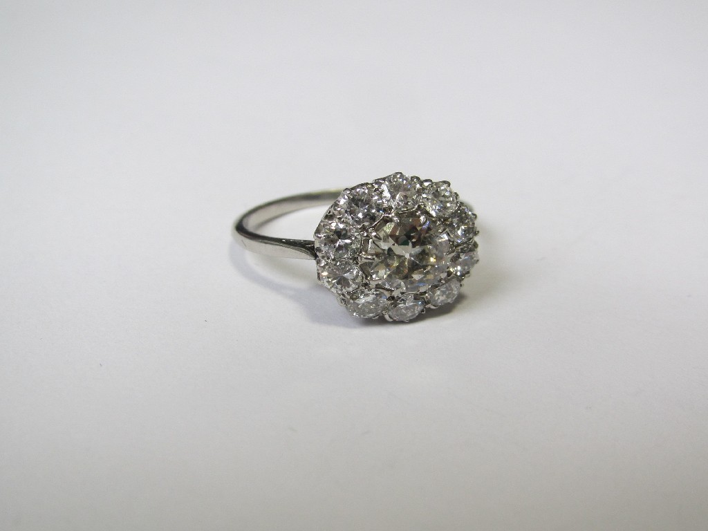 Appraisal: Platinum diamond cluster ring with approximately carat rose cut diamond