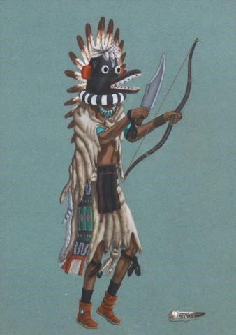 Appraisal: Framed gouache painting on paper Nata-Aska Black Ogre Kachina signed