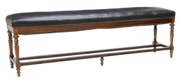 Appraisal: Leather-upholstered bench Acquisitions by Henredon late th c black leather