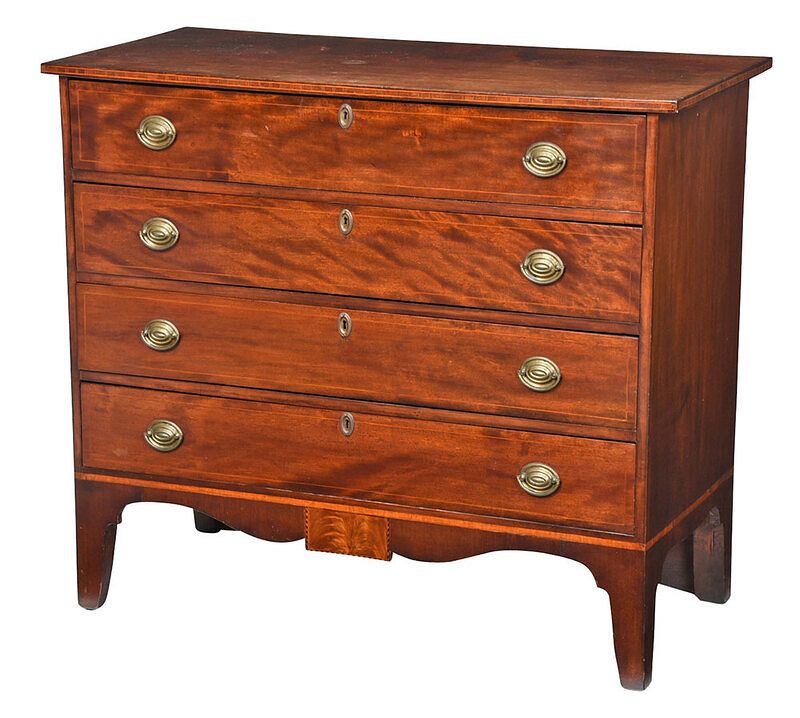 Appraisal: American Federal Inlaid Four Drawer Chest New England circa figured