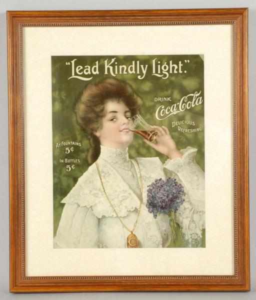 Appraisal: Framed Coca-Cola Advertising Sign Description Dated Beautiful image of girl