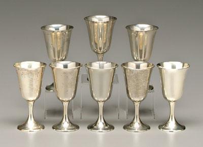 Appraisal: Eight sterling goblets marks for Gorham quot quot no monograms