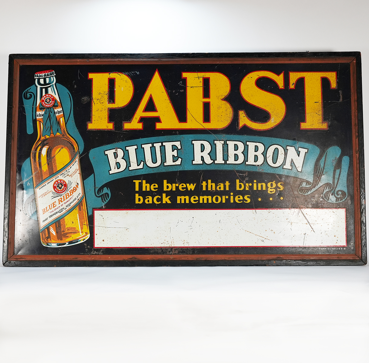 Appraisal: Pabst Blue Ribbon Brew Brings Back Memories Tin Sign LARGE