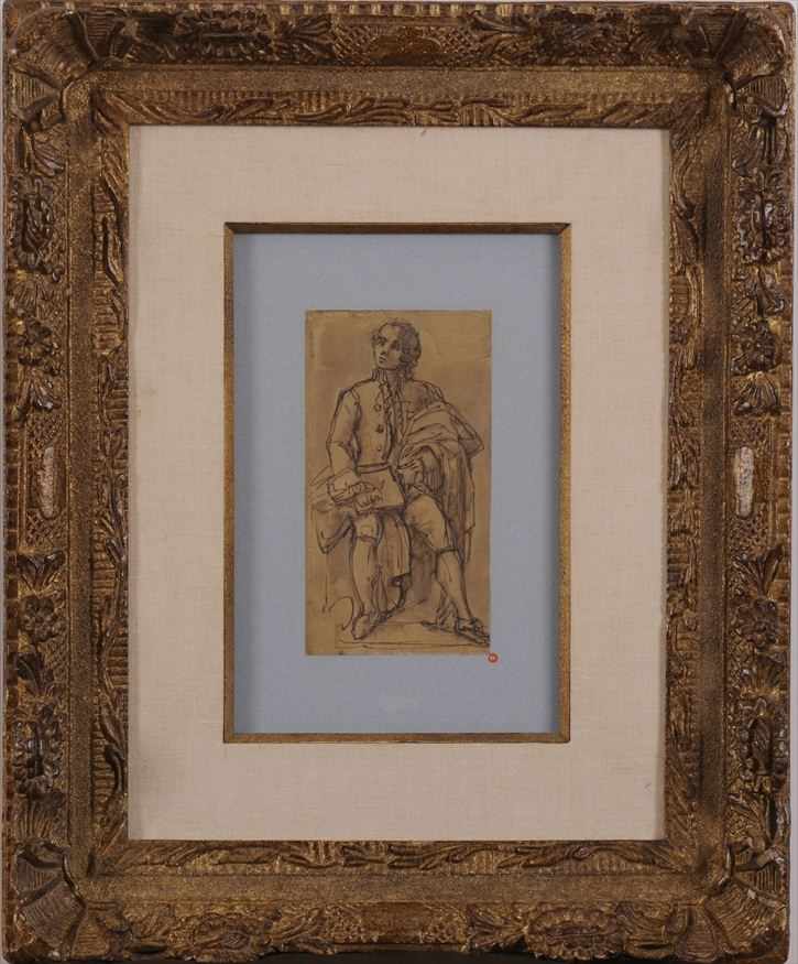 Appraisal: ATTRIBUTED TO PIETRO GAETANO SEATED GENTLEMAN Ink on paper x