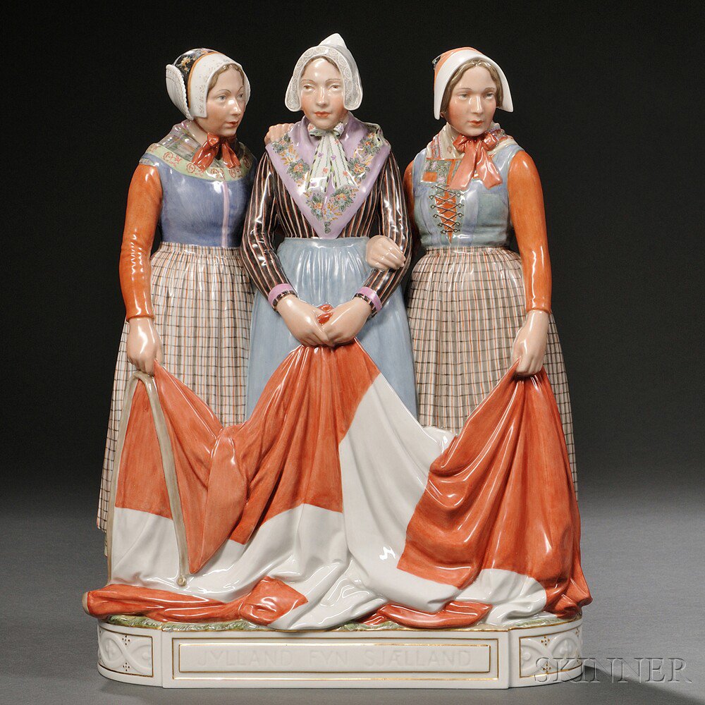 Appraisal: Royal Copenhagen Porcelain Figural Group of Three Women Denmark th