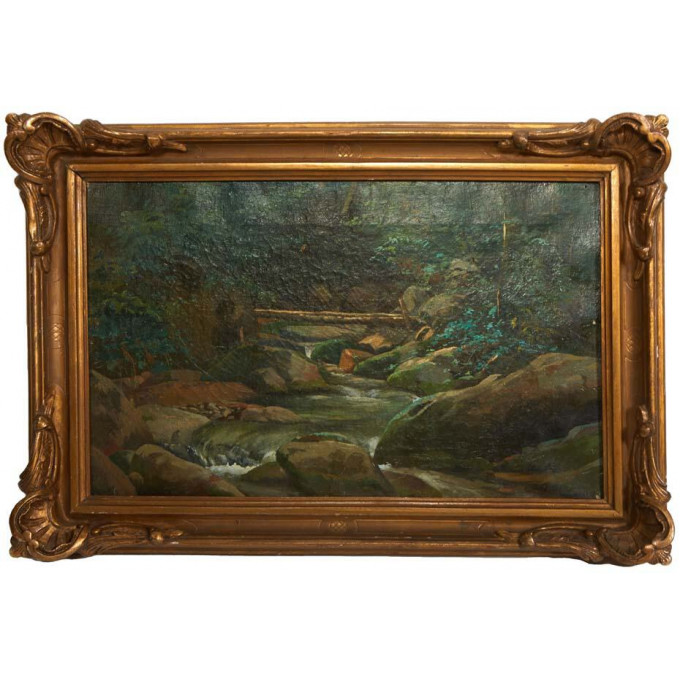 Appraisal: Continental School Wooded Ravine early th c oil on canvas