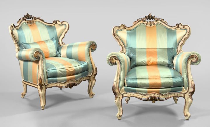 Appraisal: Pair of Italian Polychromed Bergeres early th century in the