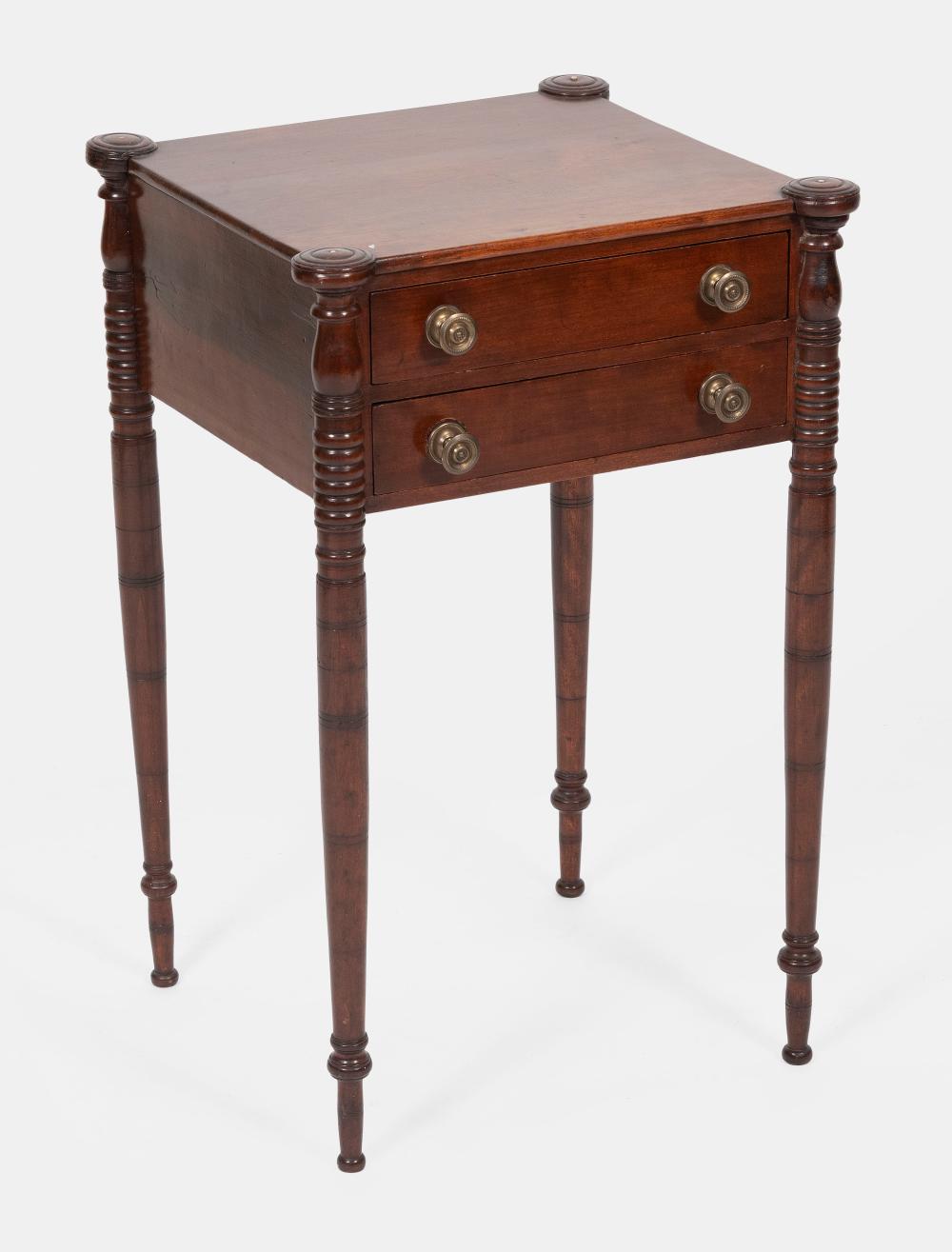 Appraisal: SHERATON TWO-DRAWER STAND MASSACHUSETTS CIRCA HEIGHT WIDTH DEPTH SHERATON TWO-DRAWER