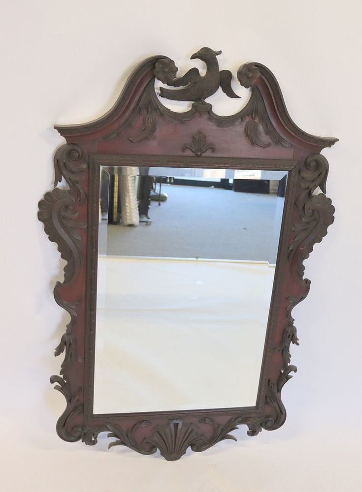 Appraisal: Antique Federal Style Mahogany Mirror Nice size nicely carved and