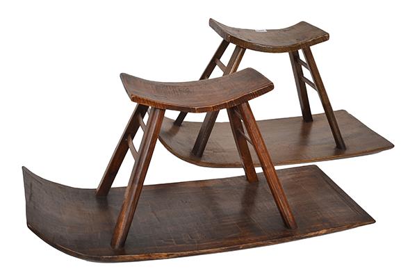 Appraisal: TWO CHINESE HARDWOOD CHILDREN'S SEATS x cm