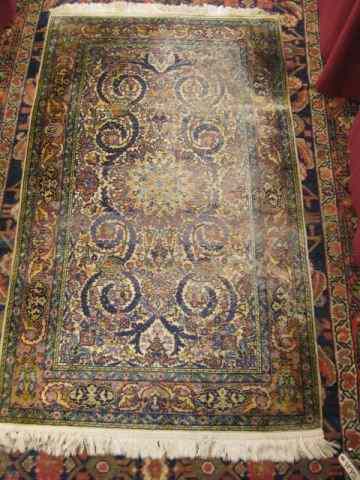 Appraisal: Persian Handmade Silk Rug elaborate florals 'x ' wear stains