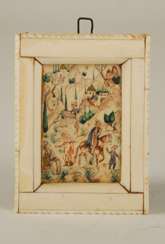 Appraisal: A Miniature Moghul Painting on Ivory of figures and buildings