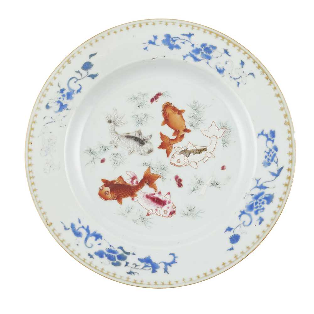 Appraisal: FAMILLE ROSE 'GOLDFISH' PLATE QING DYNASTY TH CENTURY finely enamelled