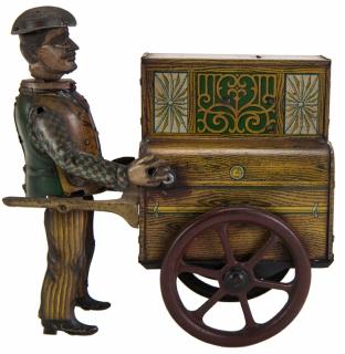 Appraisal: German Distler Wind-Up Tin Litho Organ Grinder Toy Antique lithographed