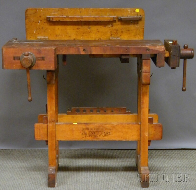 Appraisal: Chandler Barber Maple Adjustable Work Bench with Woodworking Tools Boston