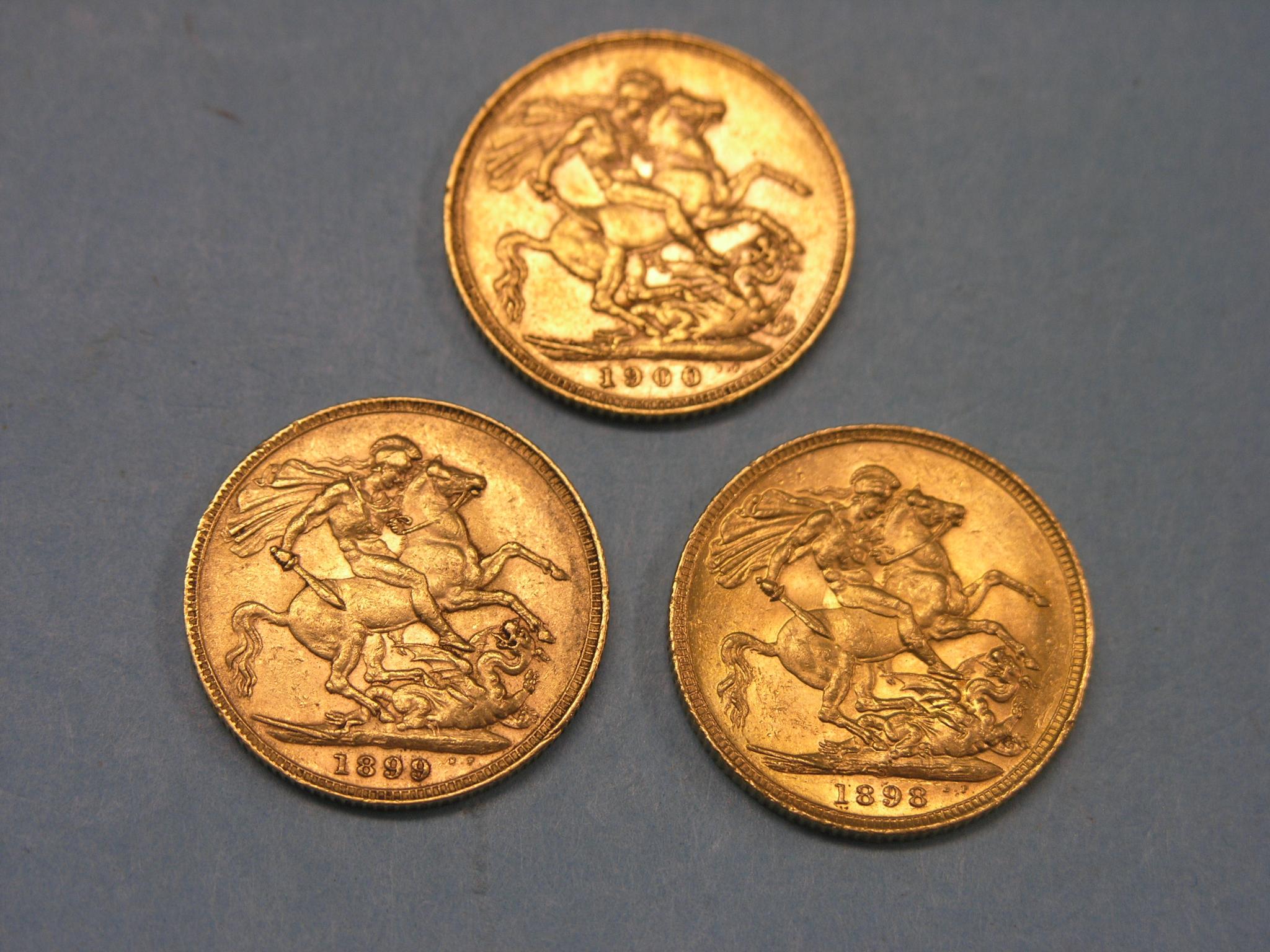 Appraisal: Three Victorian gold Sovereigns former Sydney mint