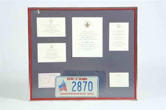 Appraisal: FRAMED COLLECTION OF MEMENTOS FROM NIXON'S SECOND INAUGURATION Items include