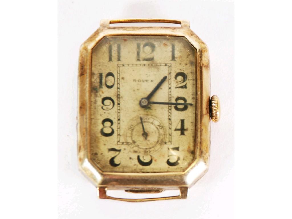 Appraisal: ROLEX PRE-WAR GENTLEMAN'S CT GOLD CASED WRISTLET WATCH oblong with