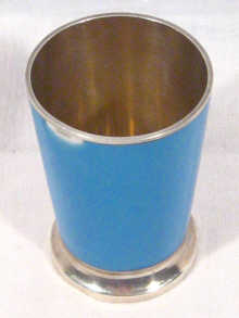 Appraisal: A small silver and enamel beaker with a plique a