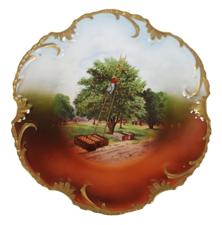 Appraisal: German porcelain plate with handpainted scene depicting African American laborer