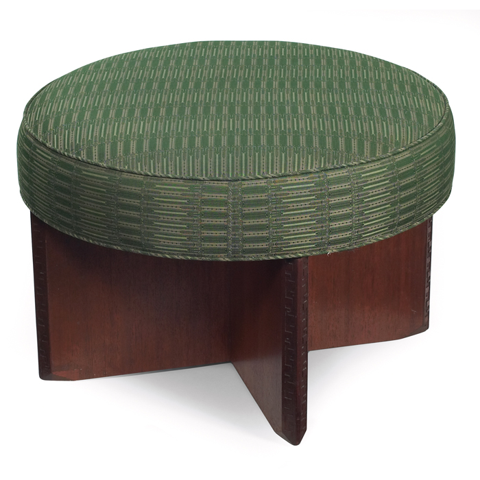 Appraisal: Frank Lloyd Wright ottoman manufactured by Heritage Henredon circular swivel