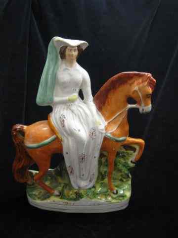 Appraisal: Staffordshire Pottery Figurine ''Duchess'' on horseback '' tall a fine