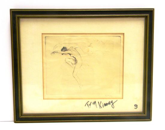 Appraisal: Troy Sylvanus Kinney American - drypoint etching of nude dancer