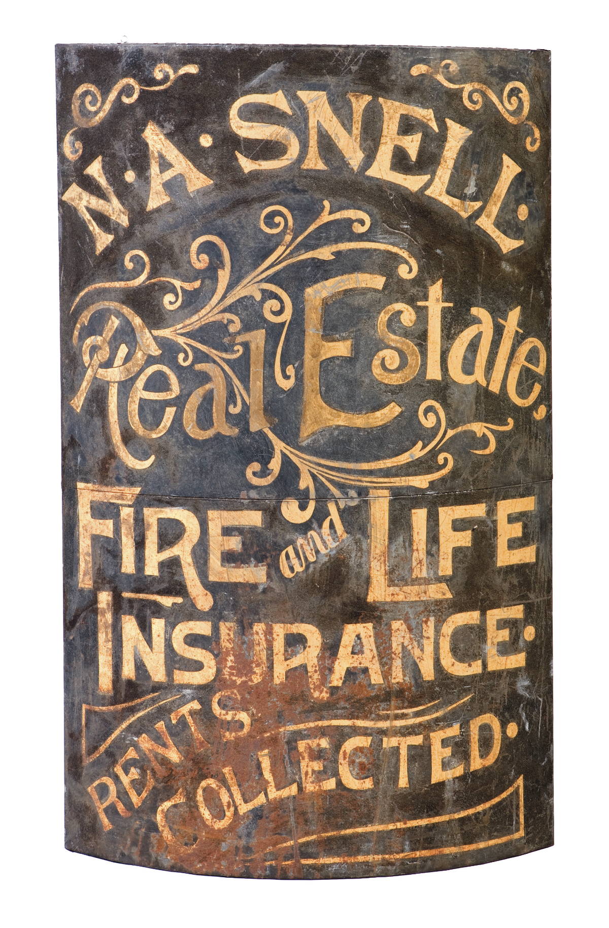 Appraisal: N A SNELL REAL ESTATE PAINTED TRADE SIGN IN GOLD