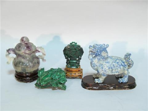 Appraisal: GROUP OF FOUR CHINESE HARDSTONES Comprising a lapis matrix model