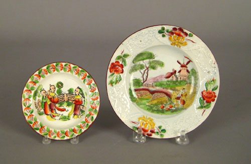 Appraisal: Pearlware toddy plate th c with landscape decoration dia together