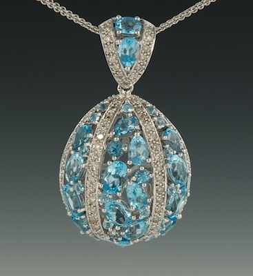 Appraisal: A Ladies' Topaz and Diamond Pendant on Chain k white