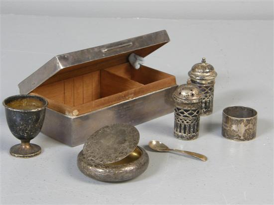 Appraisal: Victorian silver round box with hinged cover silver cigarette box