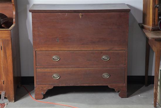 Appraisal: MULE CHEST Walnut with poplar secondary Interior til curly maple