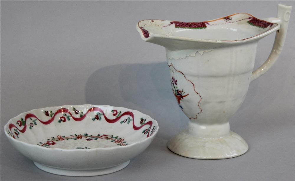 Appraisal: TWO CONTINENTAL PORCELAIN PIECES a low bowl with central rose