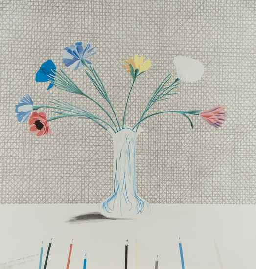 Appraisal: David Hockney b Coloured Flowers made out of Paper and