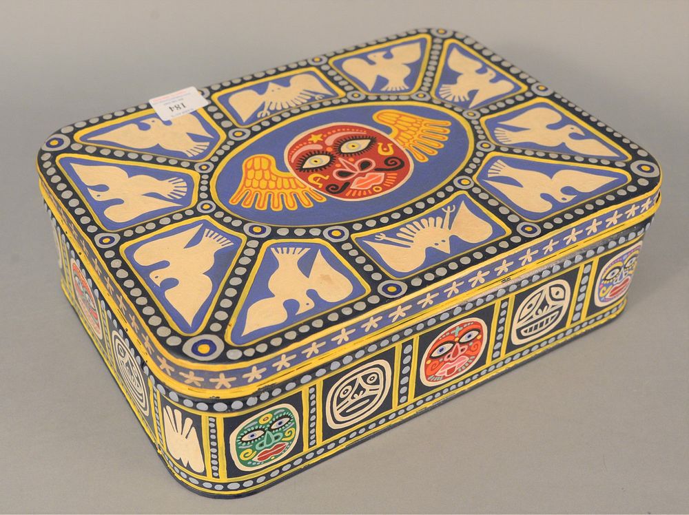 Appraisal: Rex Clawson - folk art covered tin marked 'Painted by