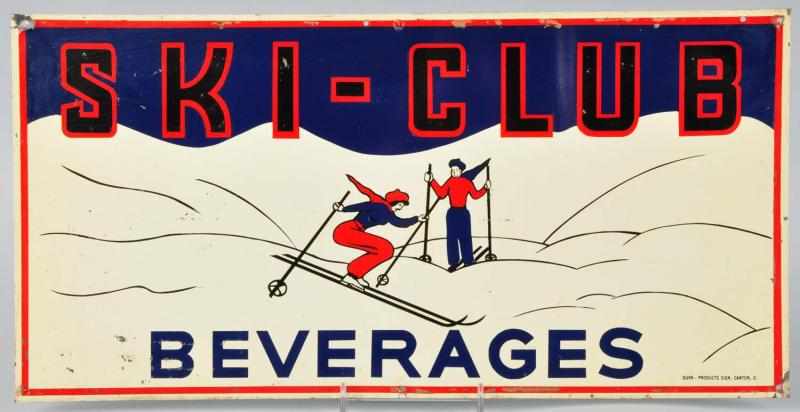 Appraisal: Metal Ski-Club Beverages Sign Condition Excellent Size x