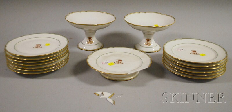 Appraisal: Sixteen-piece Paris Porcelain Dessert Set decorated with monogram and crown