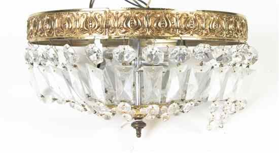 Appraisal: A Gilt Metal Three-Light Flush Mount Fixture of circular form