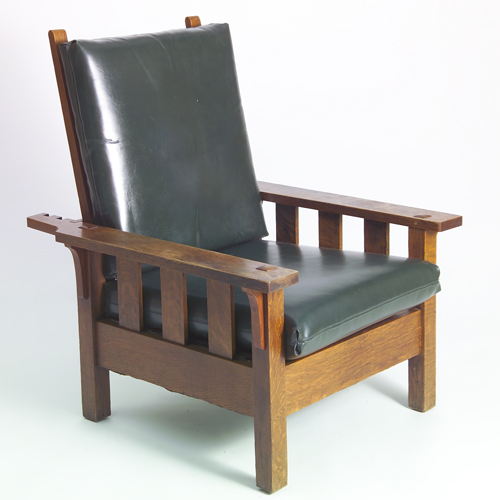 Appraisal: ARTS CRAFTS Morris chair with three slats under flat arms