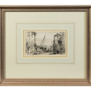 Appraisal: Unknown Artist Two English Fishing Village Scenes pencil on paper