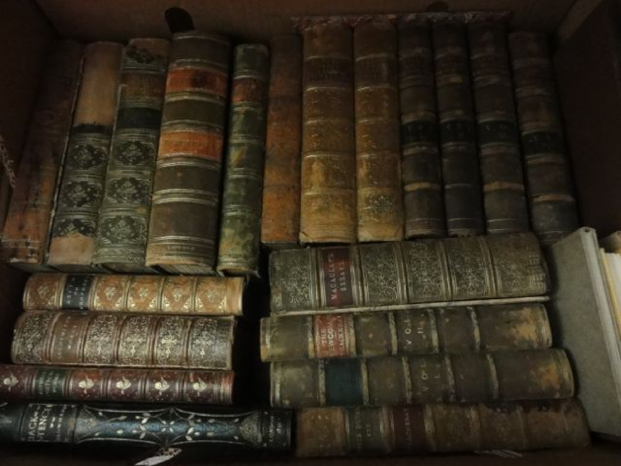 Appraisal: A quantity of leather bound books including Brown's Greek Classical