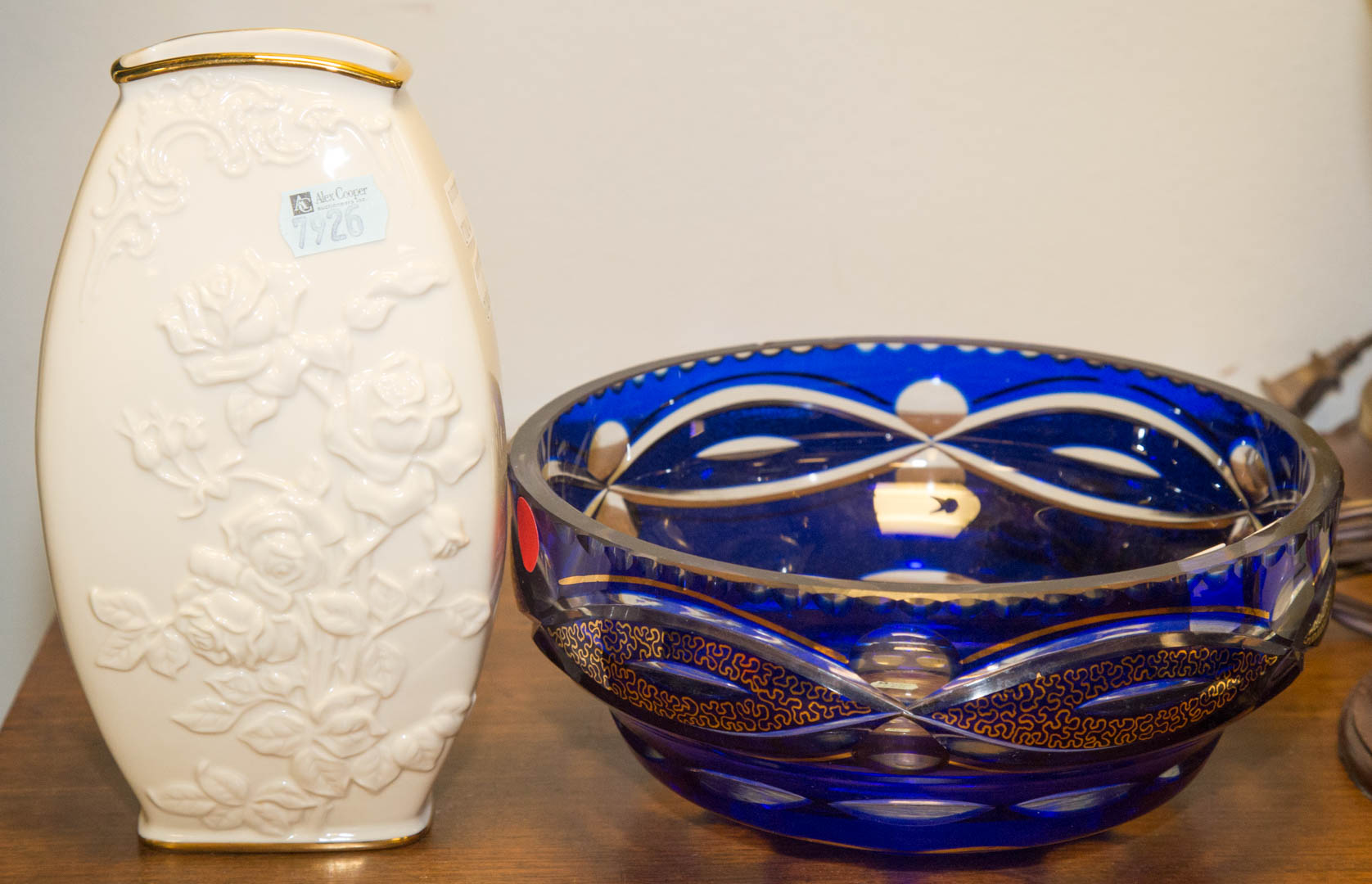 Appraisal: Lenox vase and cobalt cut-to-clear bowl